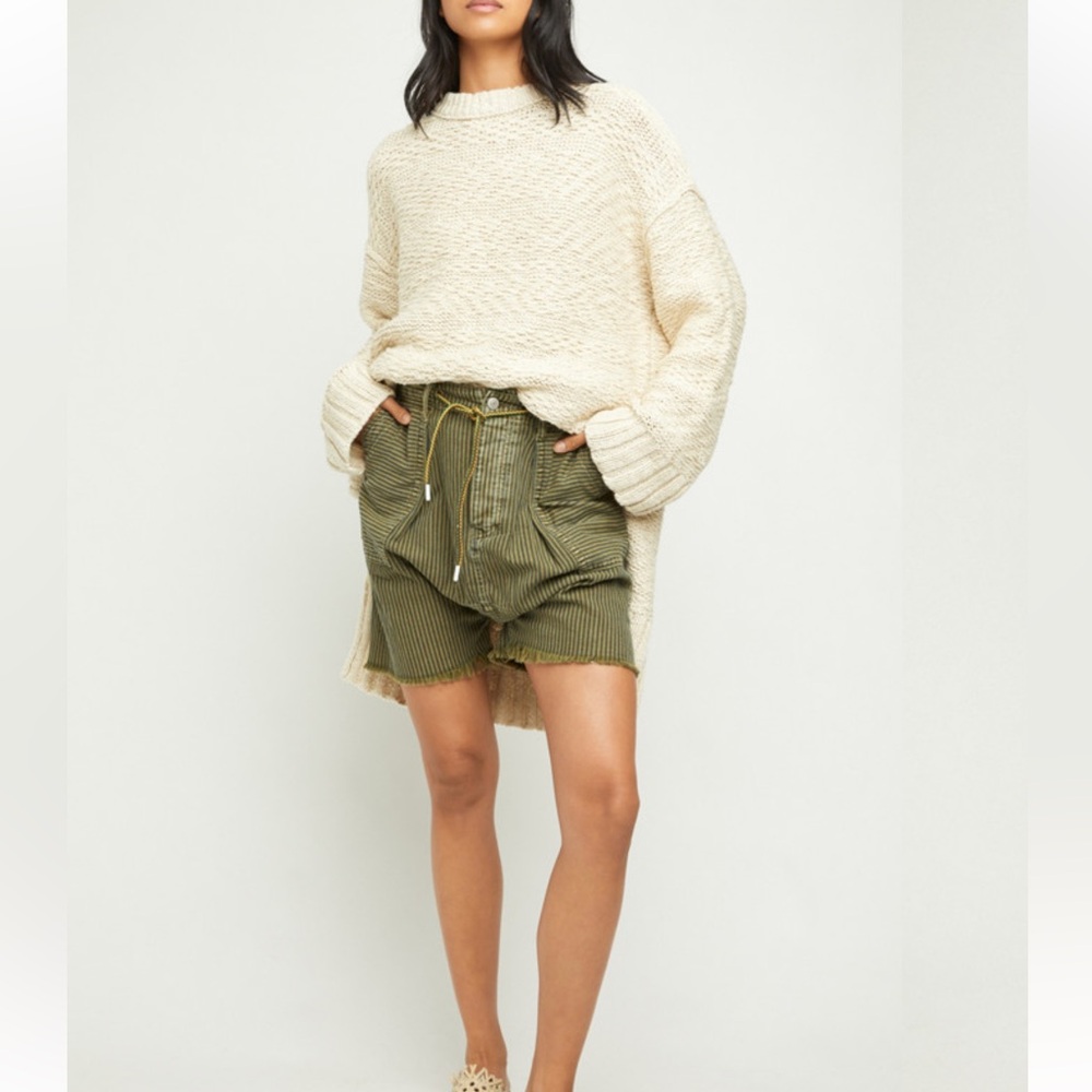 Olive High-Waist Drawstring Corduroy Women’s Shorts